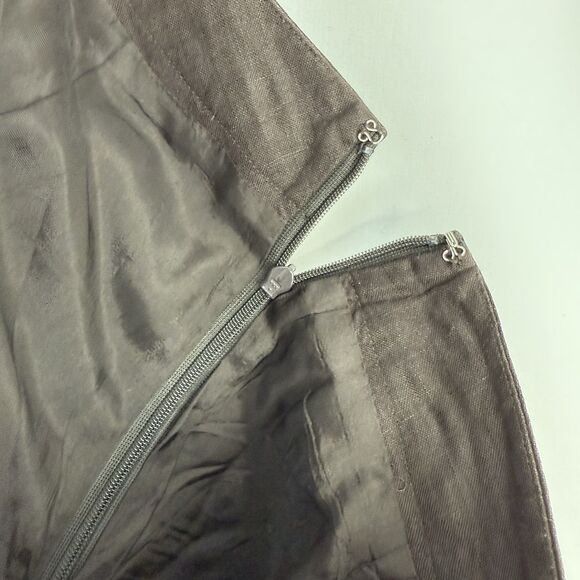 Ann Taylor LOFT Brown Pleat Skirt Embroidered Chevron Pattern 2P Linen - Picture 13 of 16